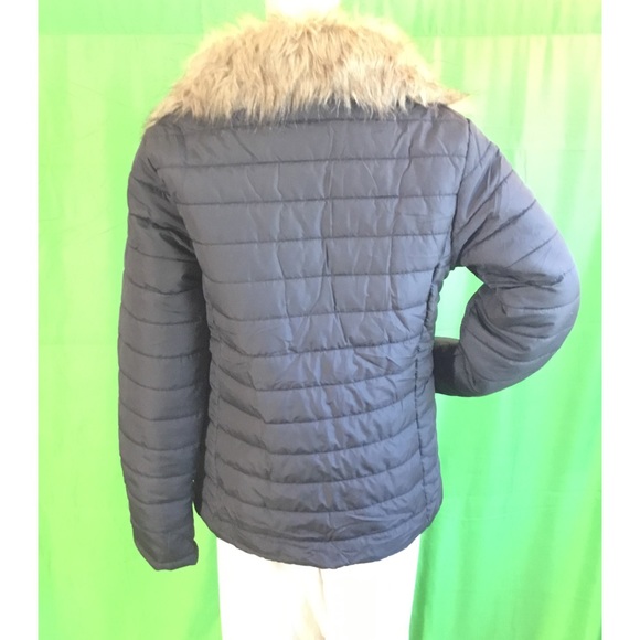 Utyful Long Sleeve Lightweight Faux Fur Lapel Zip Jacket Quilted - Picture 2 of 10